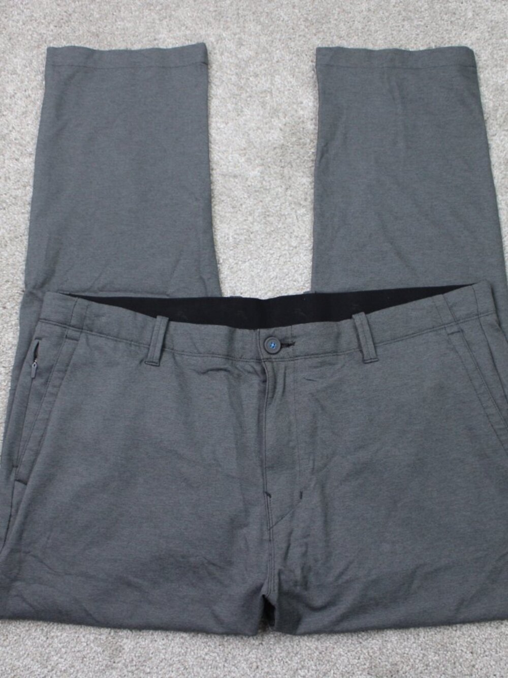 Tommy Bahama Pants Mens 40x30 Gray Flat Front Zip Pocket Polyester Straight Leg